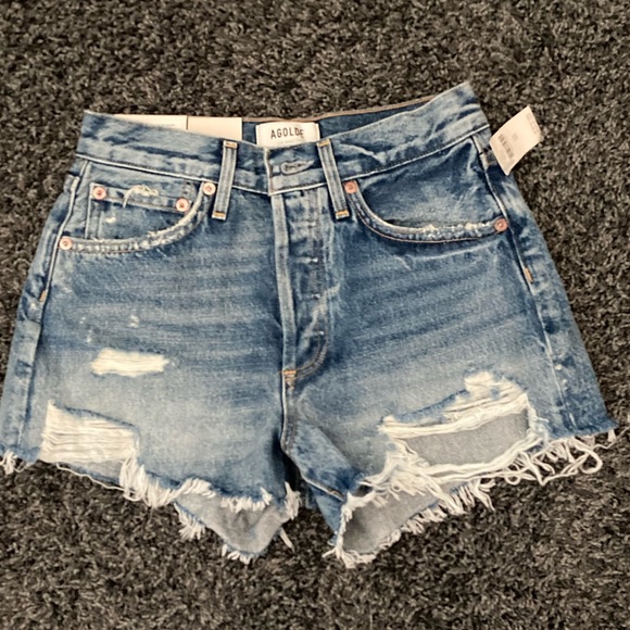 AGOLDE Parker Vintage Cut-Off Denim Shorts in color clutch NWT - Picture 6 of 11
